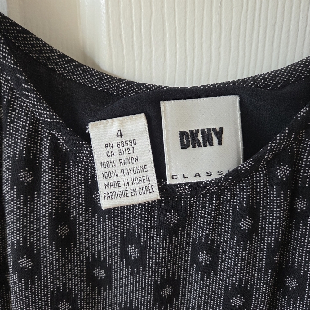 DKNY 90s Maxi Dress Size 4 Classic Slip Black and White - Picture 3 of 7
